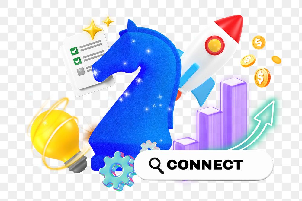 Connect, editable business word 3D remix