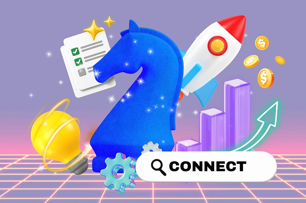 Connect, editable business word 3D remix