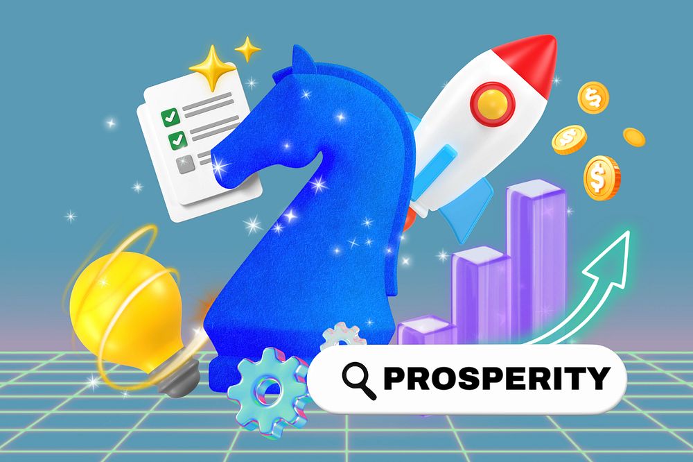 Prosperity, editable business word 3D remix