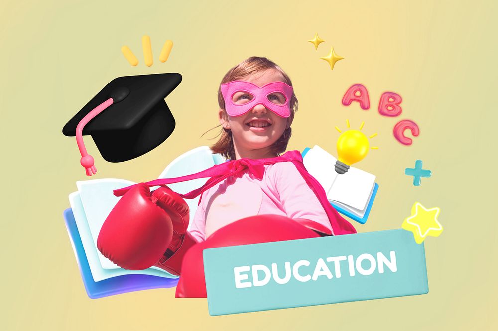 Education, editable word, 3D remix