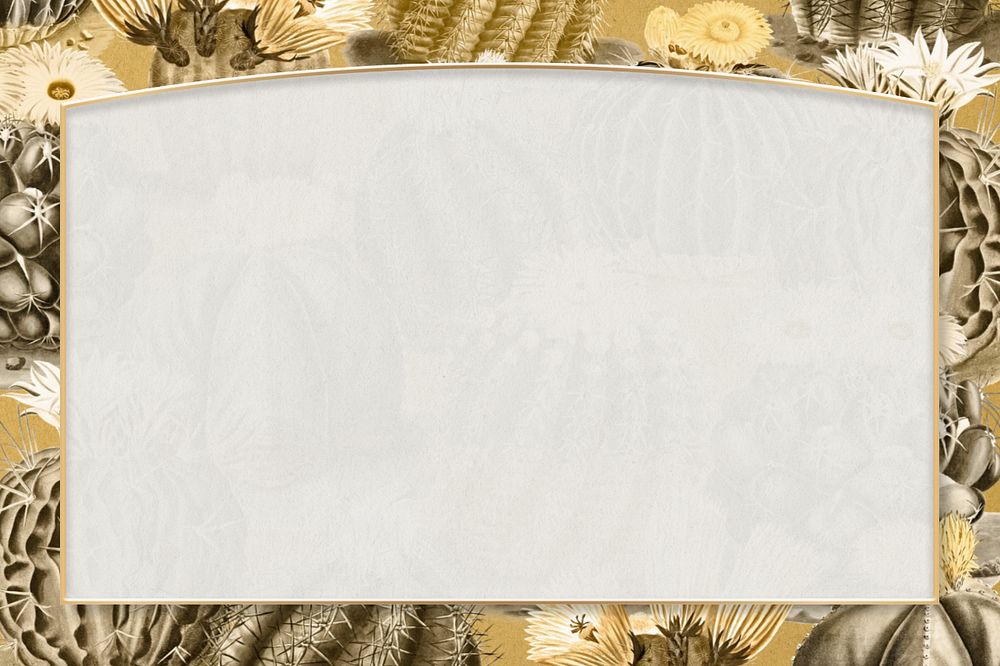 Vintage cactus border frame, editable botanical design