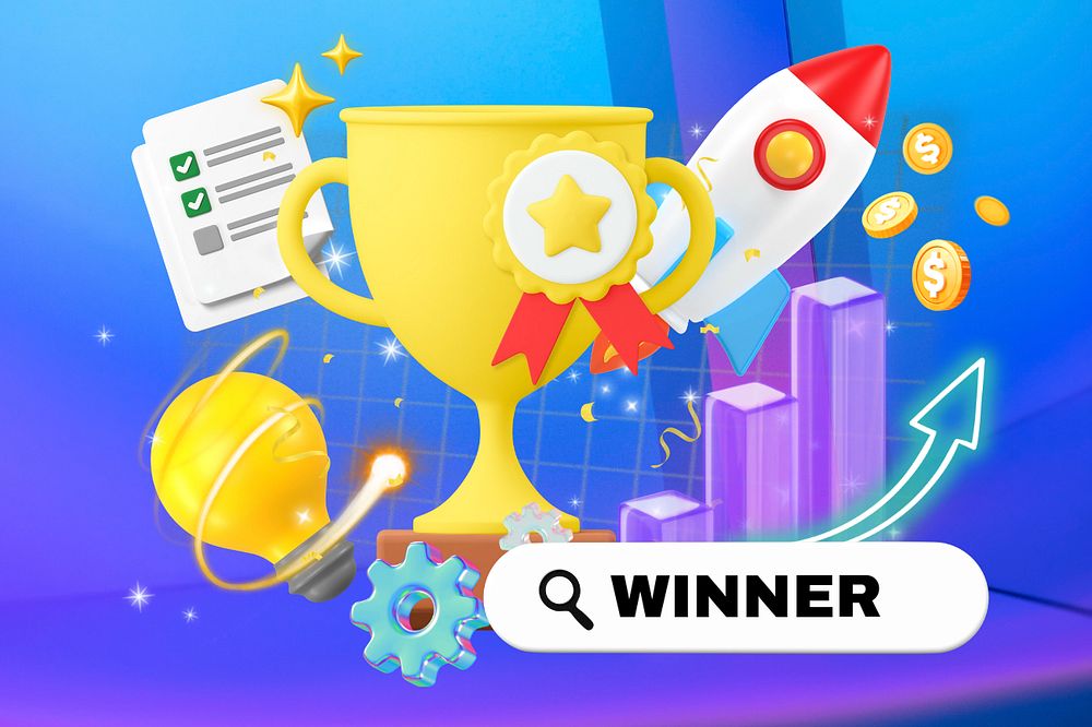 Winner, editable business word 3D remix