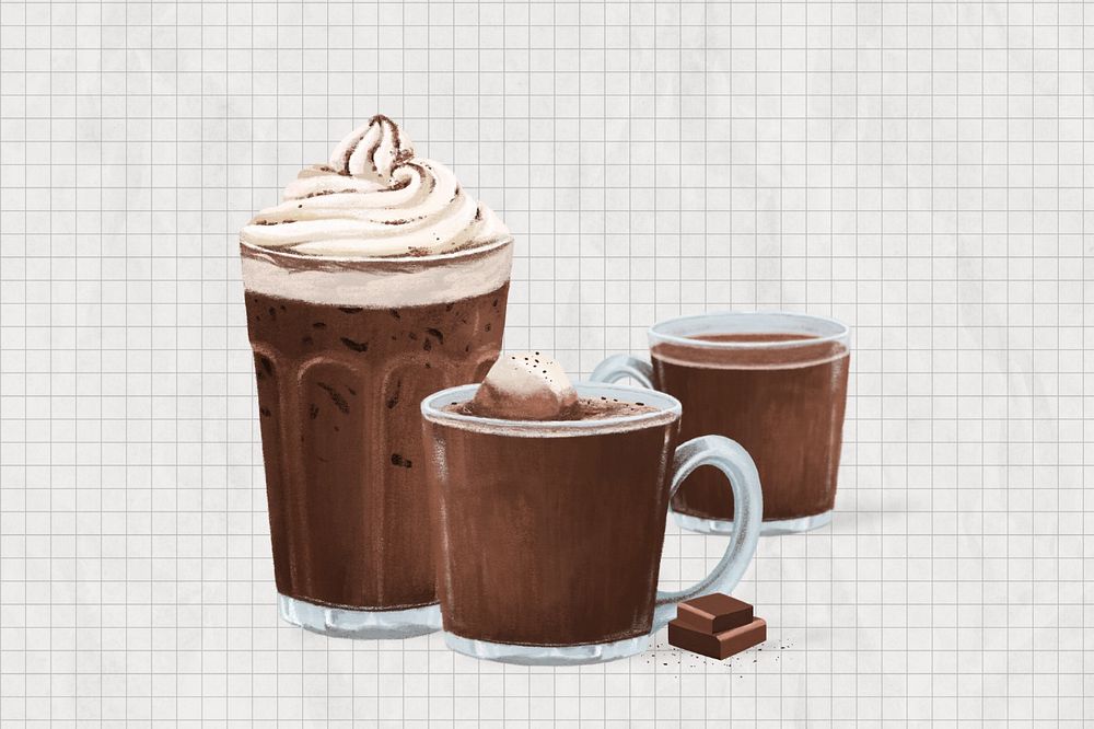 Chocolate drink, sweet beverage illustration, editable design