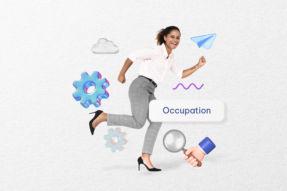 Occupation word, running businesswoman remix