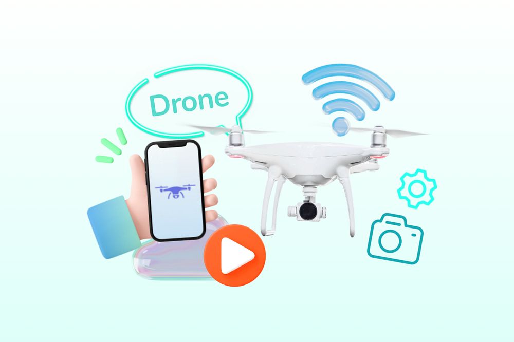 Drone technology collage remix, editable design