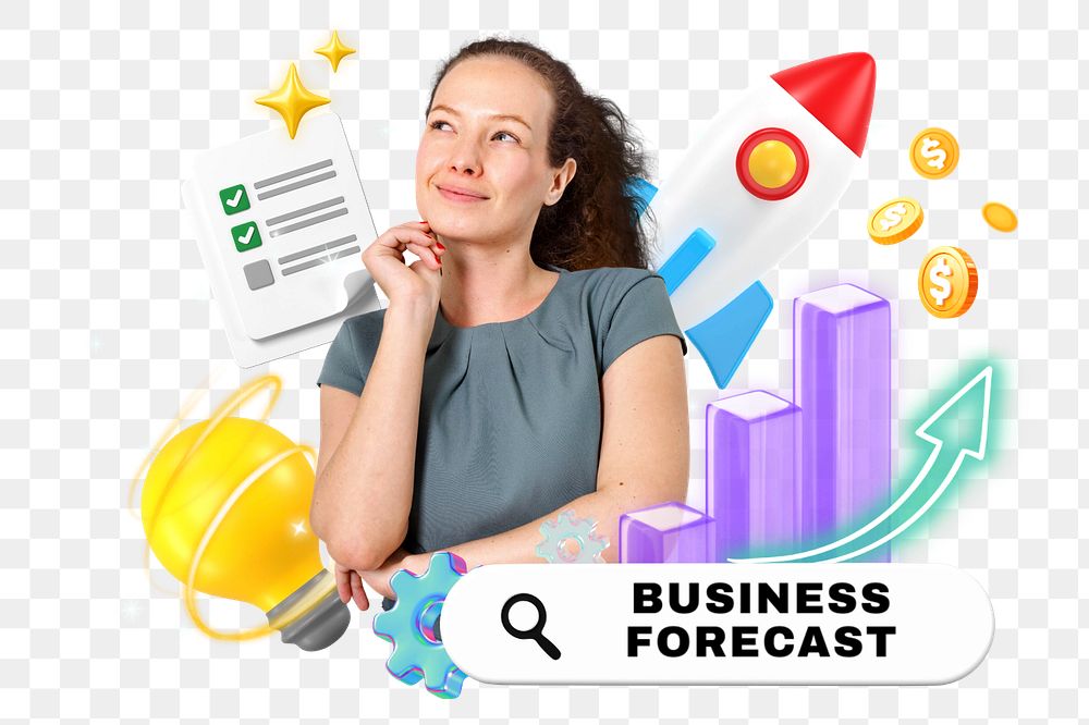 Business forecast, 3D remix with editable text