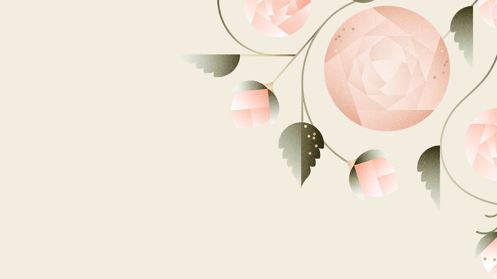 Beige rose floral computer wallpaper, editable design