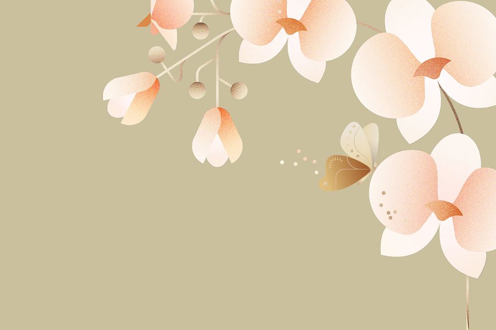 Beige geometric orchid floral background, editable design