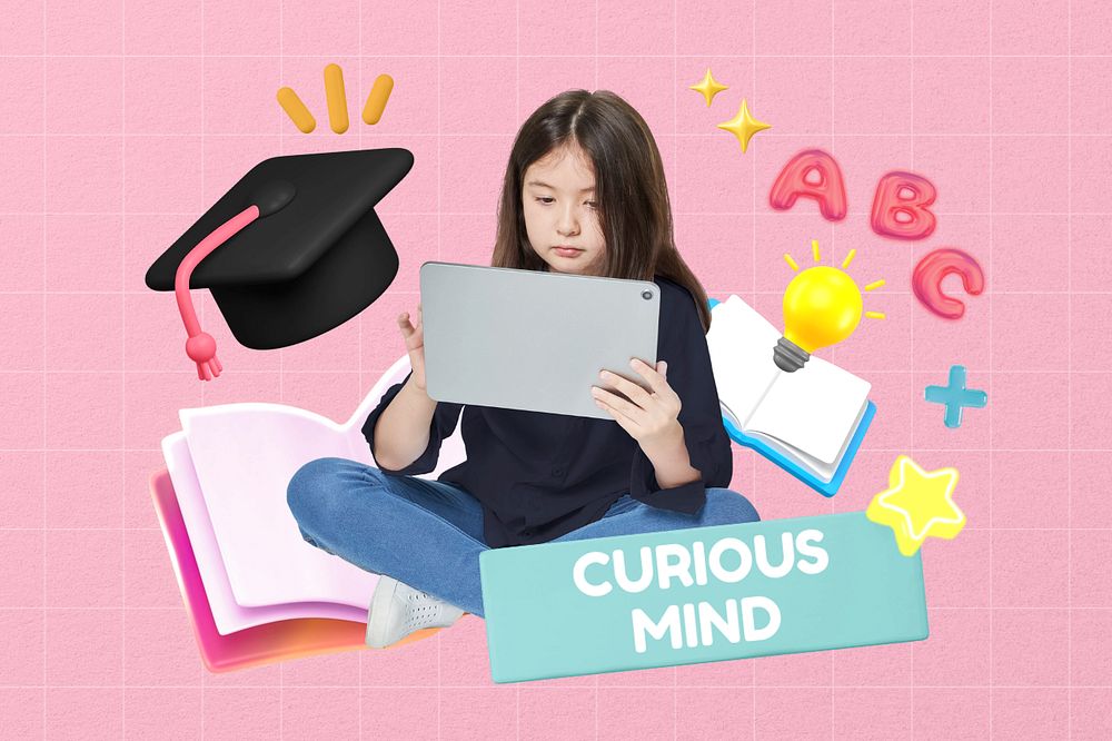 Curious mind, editable word, 3D remix