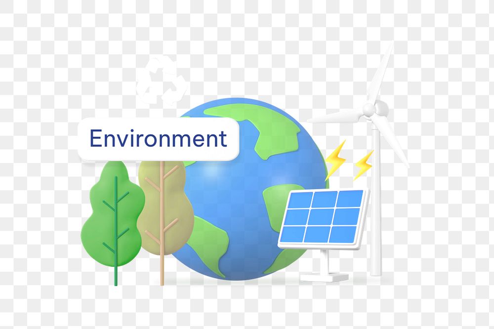 Environment png word, 3D globe remix