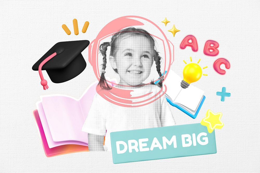 Dream big, editable word, 3D remix