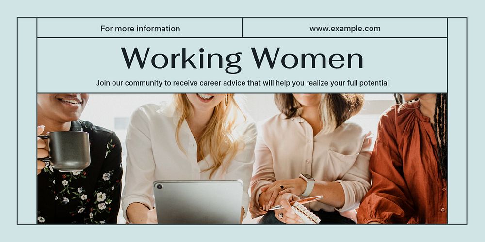 Working women Twitter ad template, editable text & design