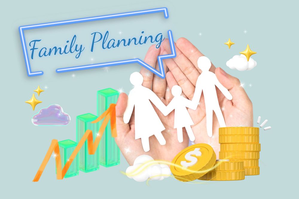 Family planning, editable business word 3D remix