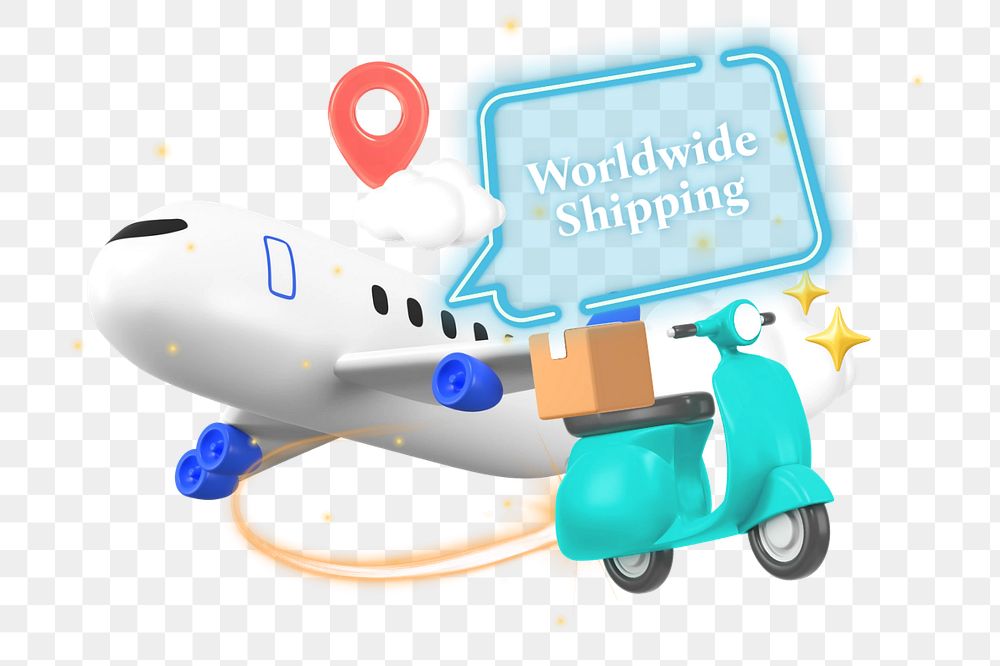 Worldwide shipping, editable word, 3D remix