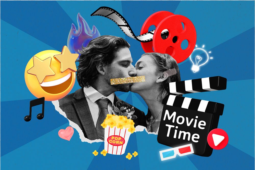 Movie time, editable word collage remix