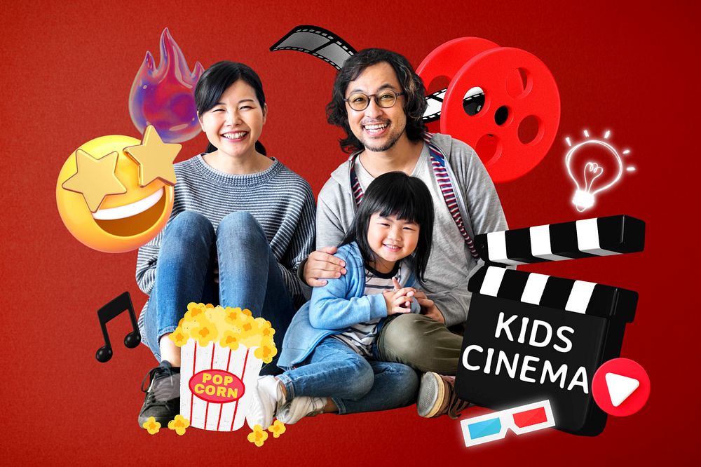 Kids cinema, editable word collage remix