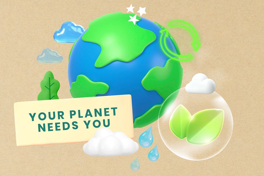 Your planet needs you, editable word collage remix