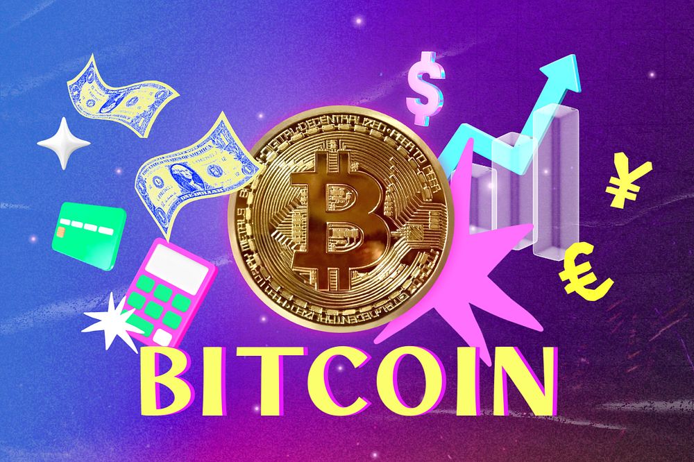 Editable bitcoin collage remix design