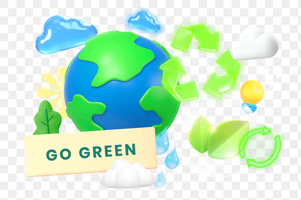 Go green, editable word collage remix