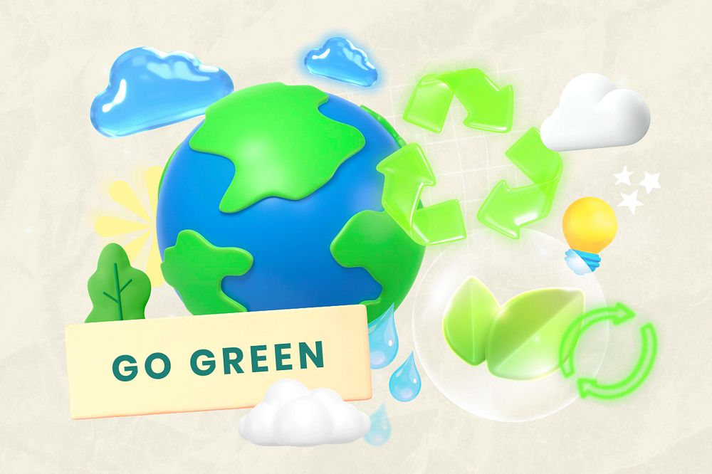 Go green, editable word collage remix