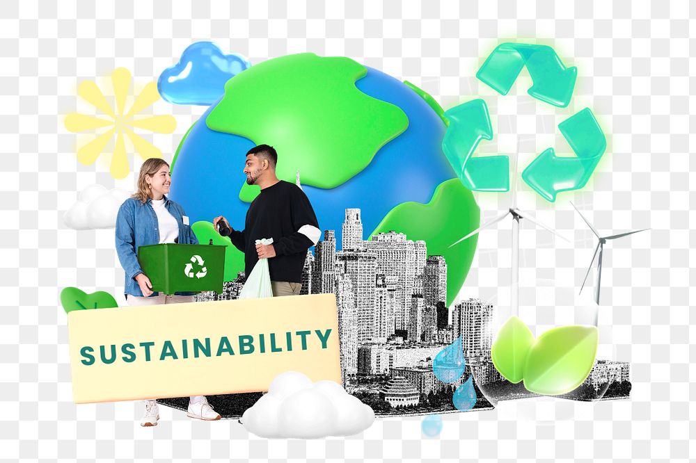 Sustainability, editable word collage remix