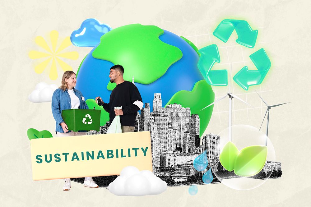 Sustainability , editable word collage remix