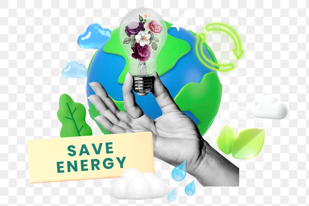 Save energy, editable word collage remix