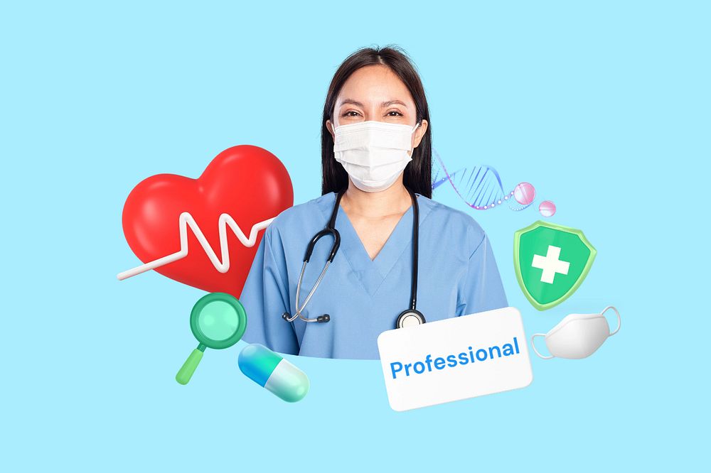 Professional doctor & nurse, editable word, 3D remix