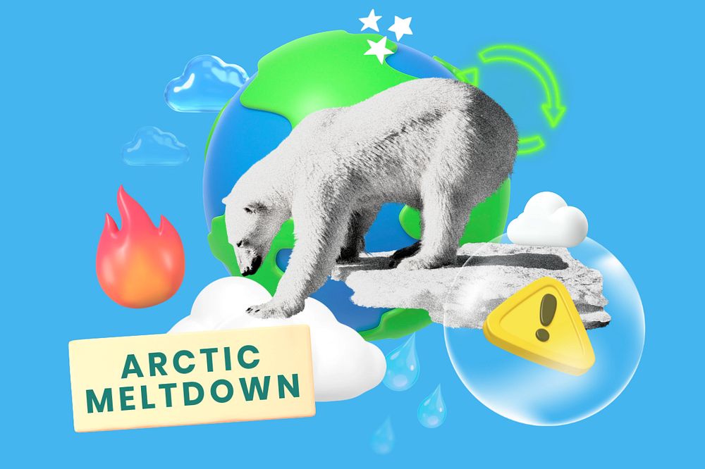 Arctic meltdown, editable word collage remix