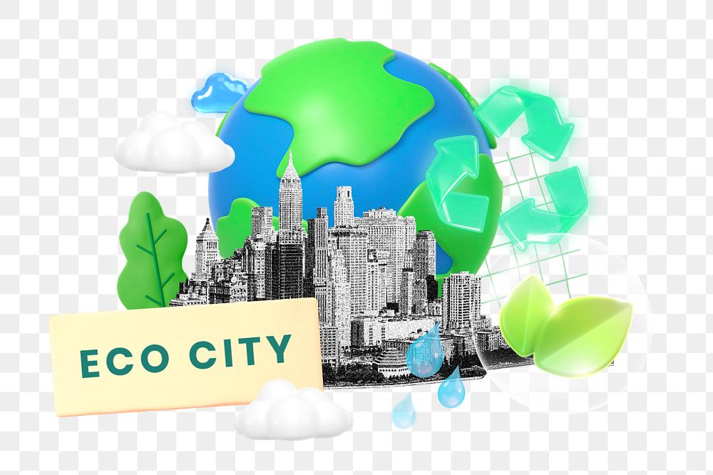 Eco city, editable word collage remix