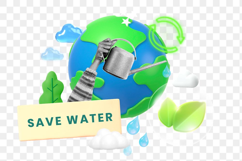 Save water, editable word collage remix