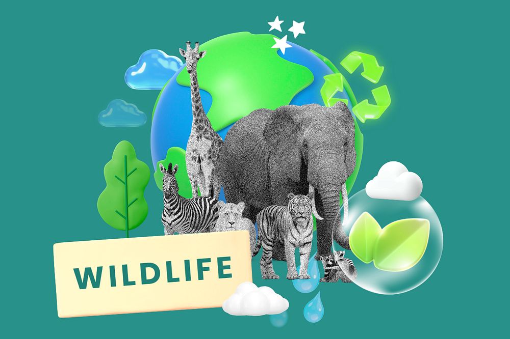 Wildlife, editable word collage remix