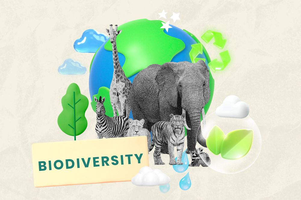 Biodiversity, editable word collage remix