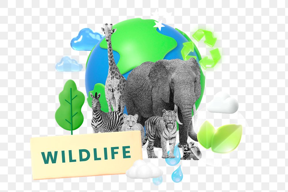 Wildlife, editable word collage remix