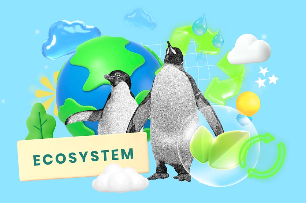 Ecosystem, editable word collage remix