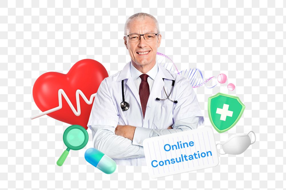 Online doctor consultation, editable word, 3D remix