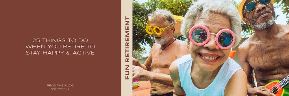 Fun retirement email header template, editable design