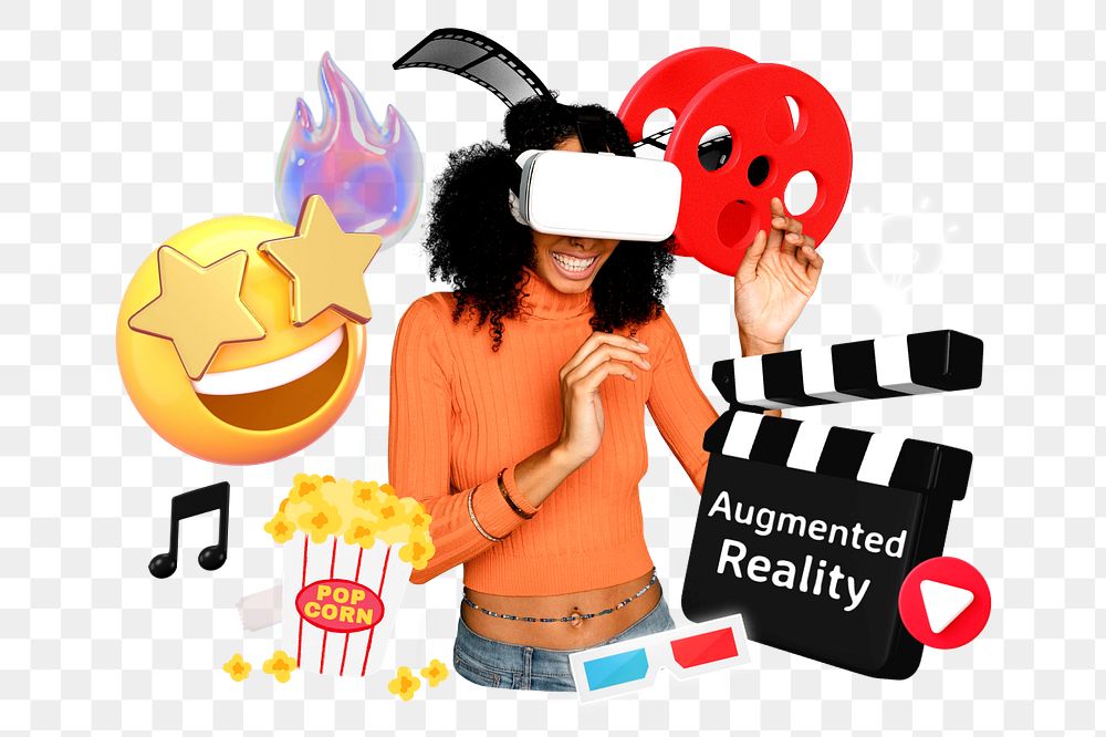 AR in movies, editable entertainment word, 3D remix