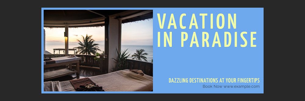 Vacation in paradise email header template, editable design