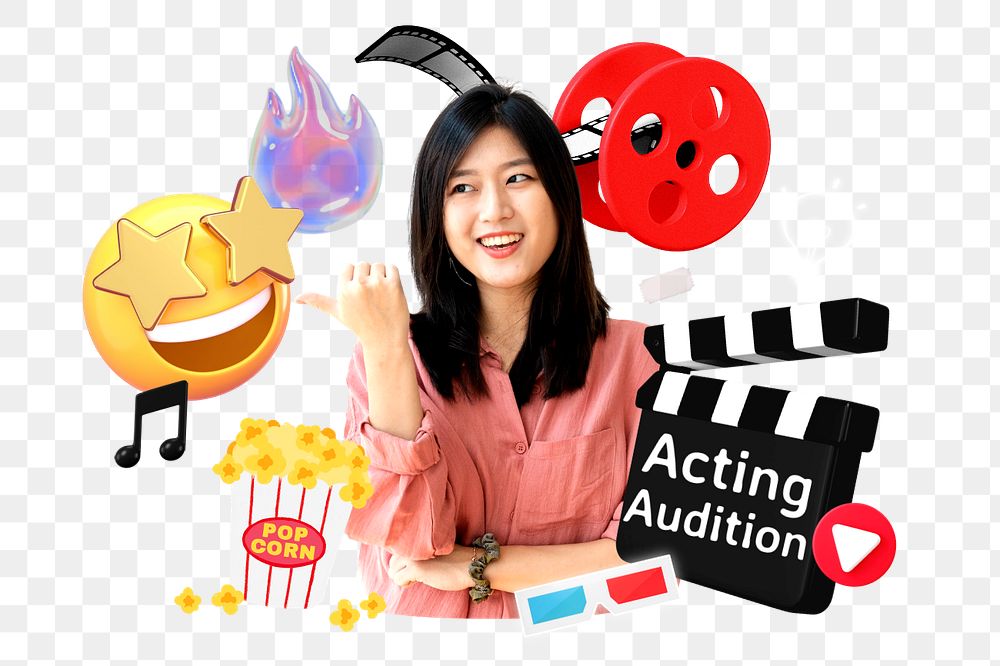 Acting audition, editable entertainment word, 3D remix