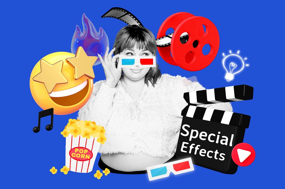 Movie special effects, editable entertainment word, 3D remix