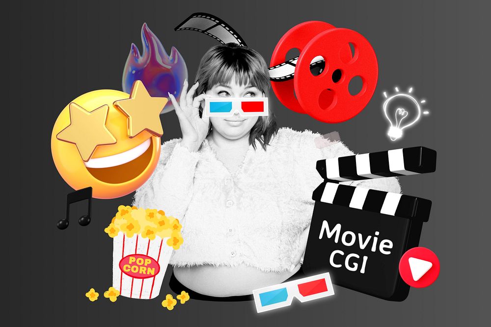 CGI in movies, editable entertainment word remix
