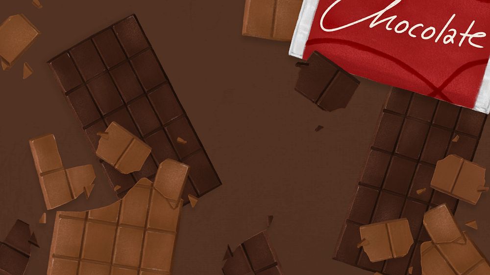 Chocolate bars desktop wallpaper, dessert illustration, editable design