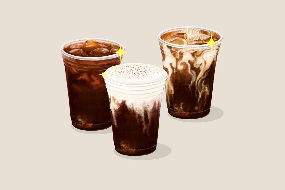 Iced coffee, morning beverage illustration, editable design