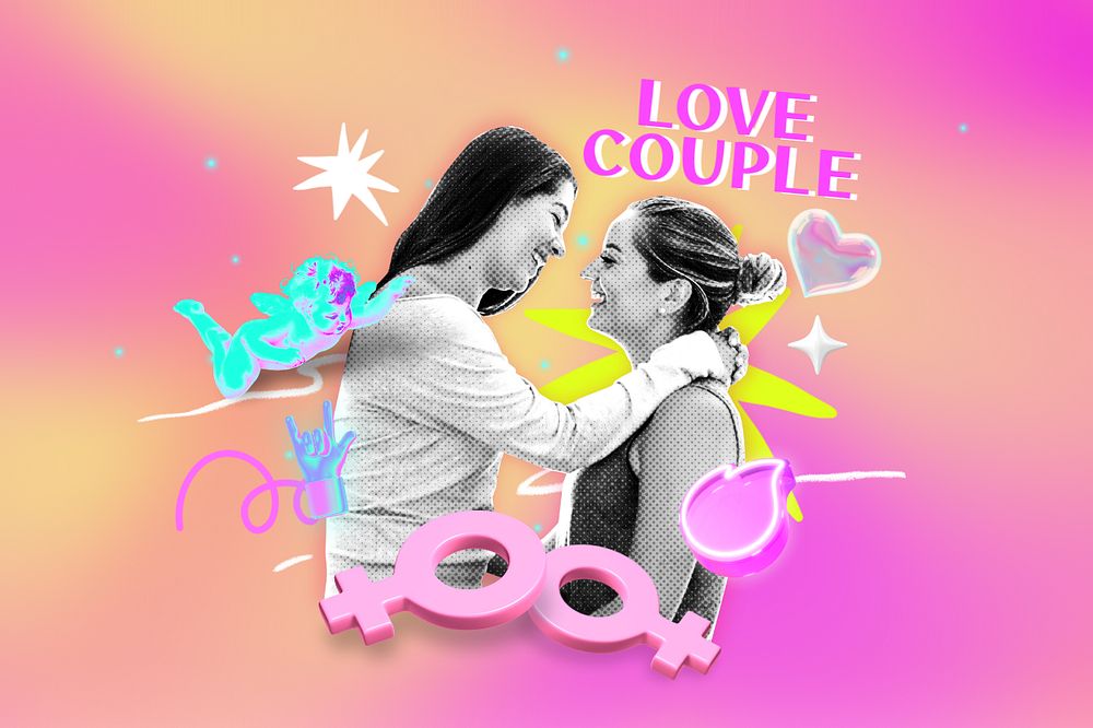 Love couple, editable collage remix
