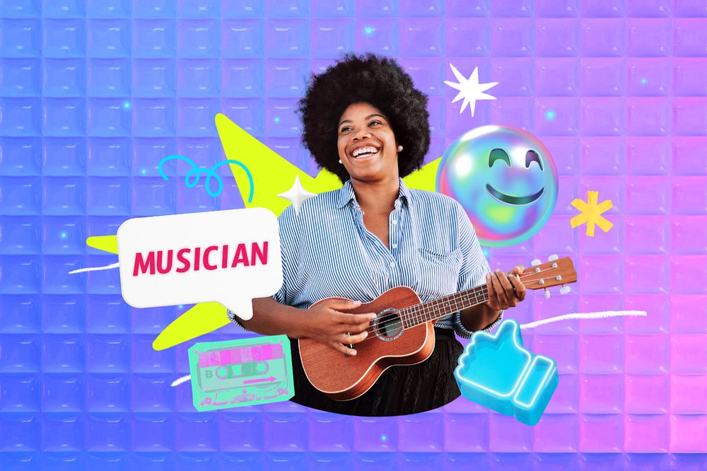 Happy musician, editable collage remix