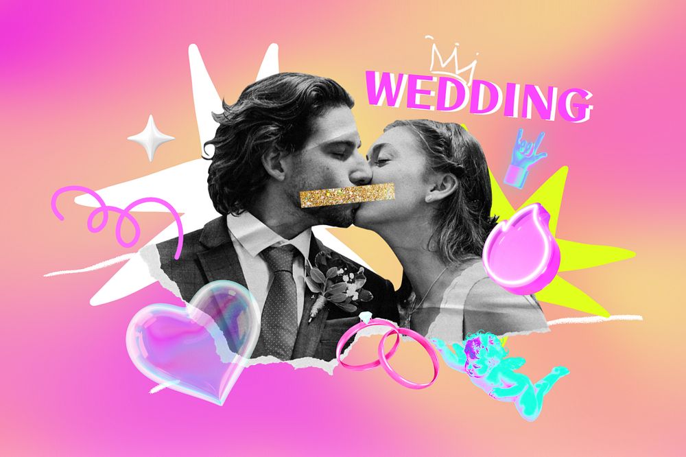 Editable wedding collage remix design