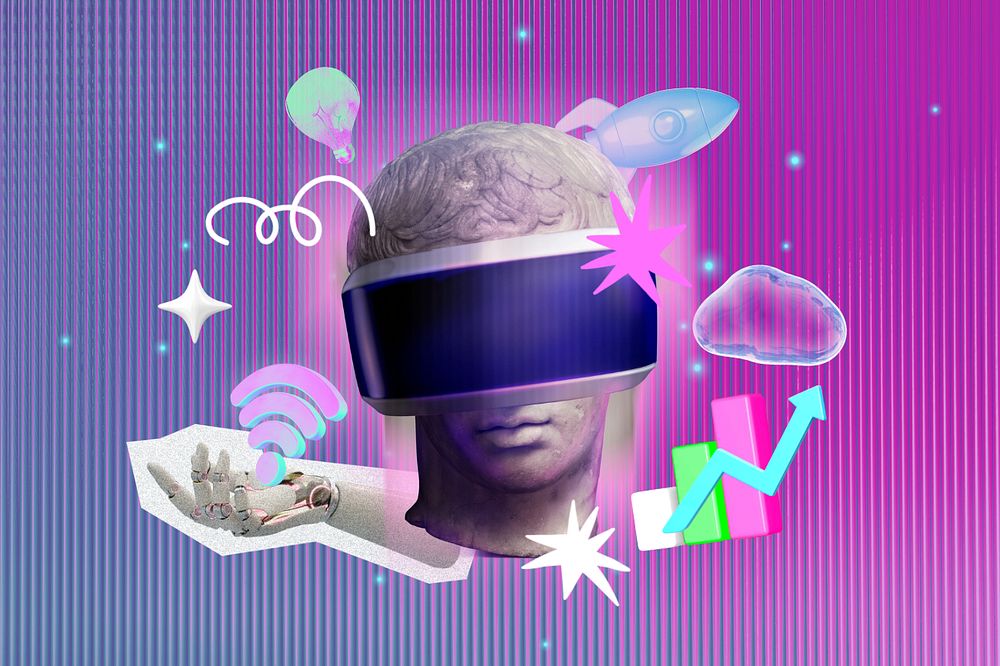 VR metaverse, editable collage remix design