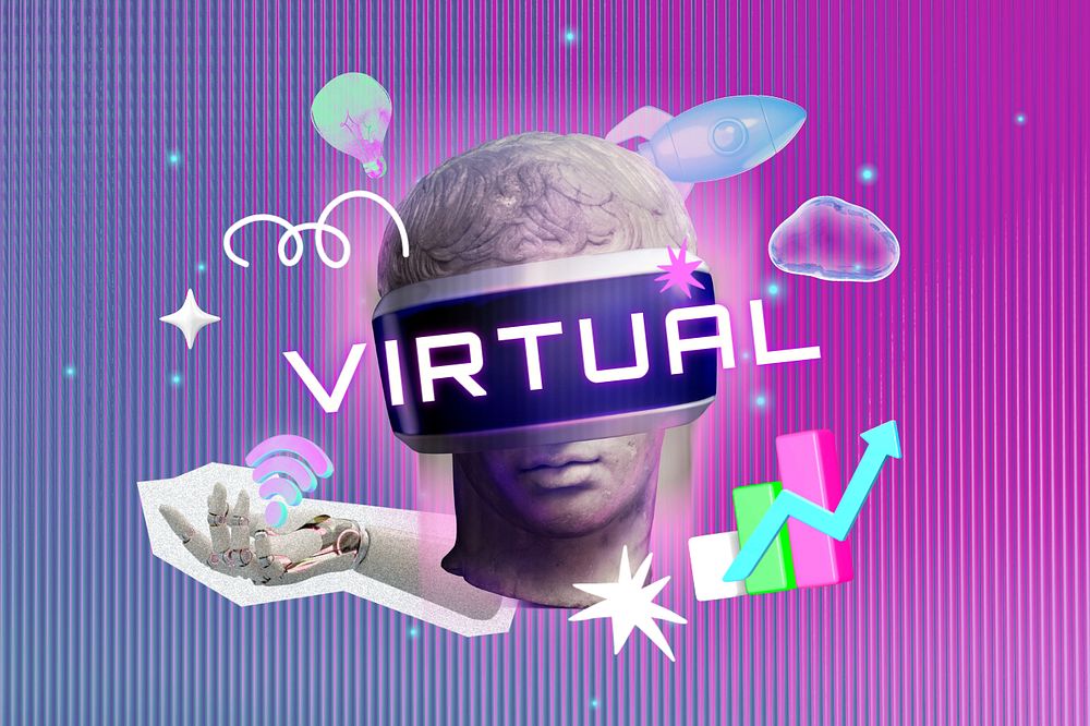 Virtual world, editable collage remix