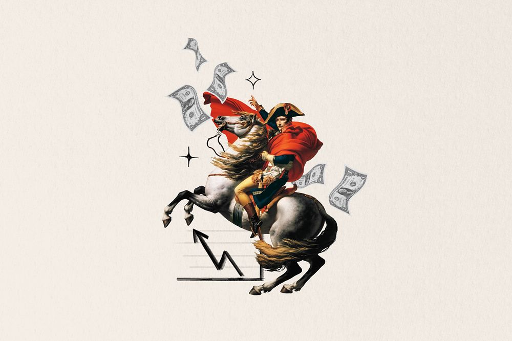 Napoleon throwing money, business investor editable collage. Remixed by rawpixel.